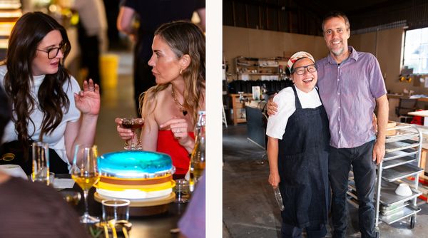 Collage featuring guests, as well as a shot of Chef Minh and Matt Gagnon posing and smiling together. 