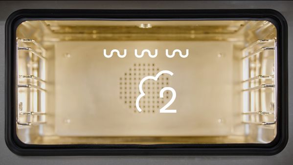 Close-up of the Gaggenau steam oven with broil with circulated air symbol 