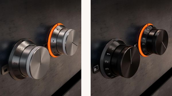 Gaggenau control knobs in stainless steel and black finishes