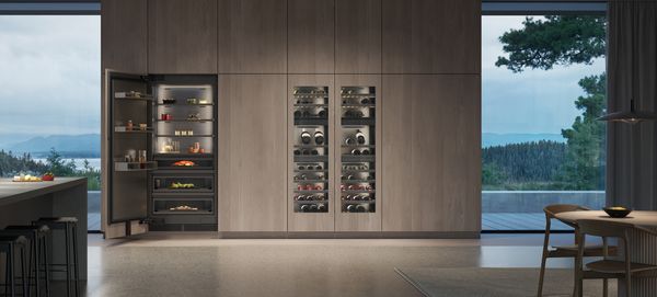 View from outside looking into a luxury house with Gaggenau appliances fitted. 