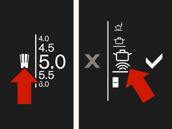 Close-up of the Gaggenau full surface induction cooktop touch screen when selecting the Cooking Sensor mode
