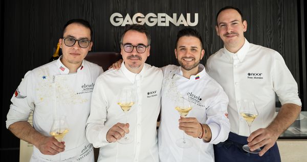 Chefs Juan Manuel Barrientos and Paco Morales pose with their sous chefs.