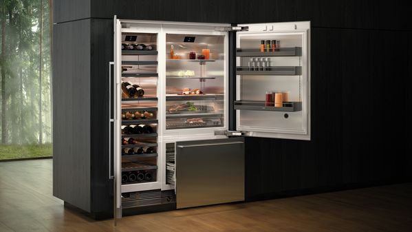vario fridge freezer combination 400 series combined with vario wine climate cabinet (with handles)