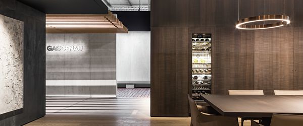 View of the Gaggenau stand, containing a luxury kitchen at EuroCucina 2018  