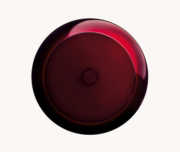 Red wine in glass viewed from above