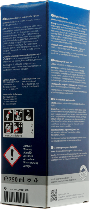 Set de nettoyage pour plaques vitrocéramiques Made in Germany 00311900 00311900-3