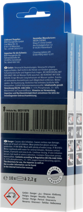 Pack de 2 boites de pastilles nettoyantes pour machines à café (CTL636 / TCA53 / TCA52 & CT636 / TK52 / TK53) Made in Germany 00311979 00311979-3
