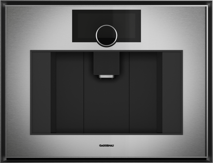 Gaggenau Expressive series fully automatic coffee machine 60 x 45 cm stainless steel behind smoked glass GC461120 GC461120-1