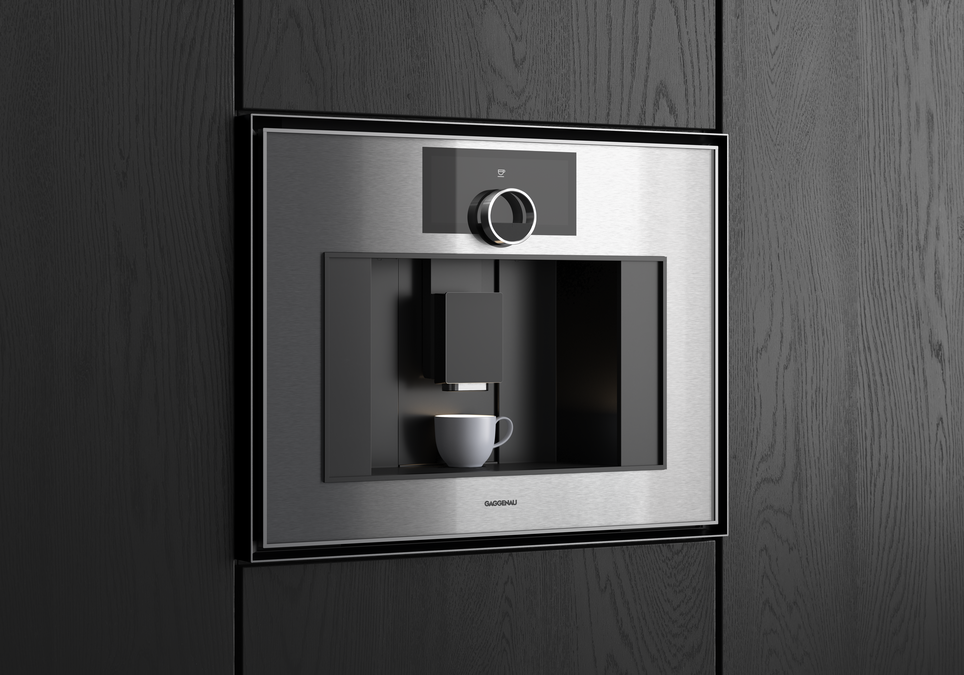 Gaggenau Expressive series fully automatic coffee machine 60 x 45 cm stainless steel behind smoked glass GC461120 GC461120-8