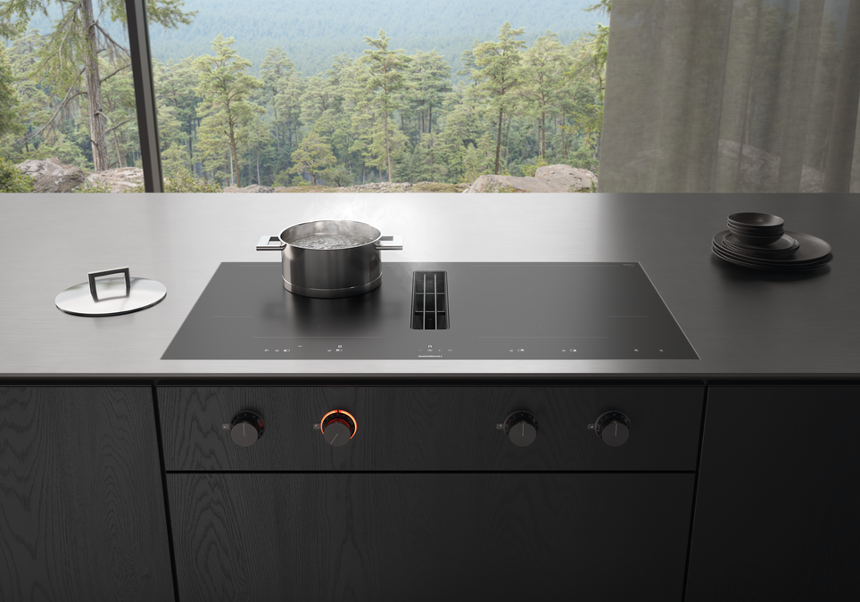 400 series Flex induction cooktop with integrated ventilation system 90 cm matte finish CV492105M CV492105M-3