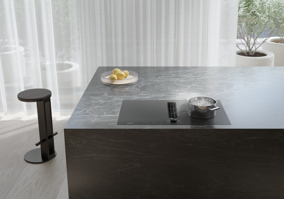 200 series Flex induction cooktop with integrated ventilation system 80 cm matte finish CV282101M CV282101M-3