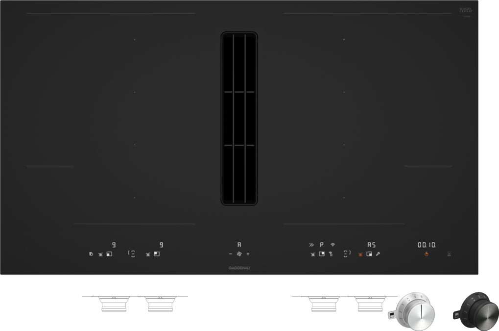 400 series Flex induction cooktop with integrated ventilation system 90 cm matte finish CV492105M CV492105M-1