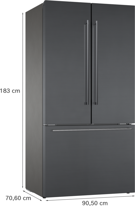 Serie 200 Kühl-Gefrier-Kombination, mehrtürig 183 x 90.5 cm Gebürsteter schwarzer Stahl mit Anti-Fingerprint RY295350 RY295350-8