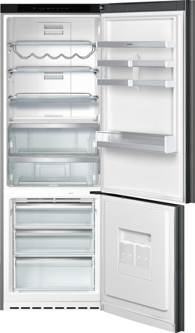200 series Free-standing fridge-freezer with freezer at bottom, glass door 200 x 70 cm Stainless steel RB292311 RB292311-2