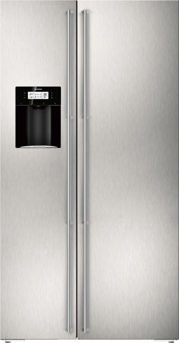 Vario Side-by-Side Serie 200 mit Frischkühlen nahe 0 °C freistehend, Edelstahl-vollverkleidet Eis- und Wasserausgabe, schwarz RS295311 RS295311-6