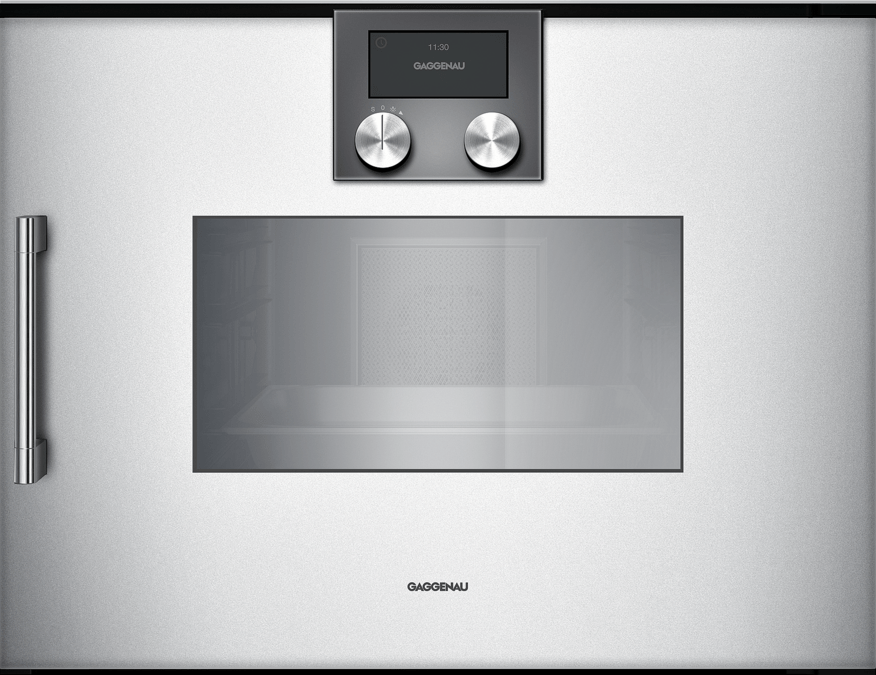 200 Series Built-in compact oven with steam function 60 x 45 cm Door hinge: Right, Gaggenau Silver BSP250130 BSP250130-1