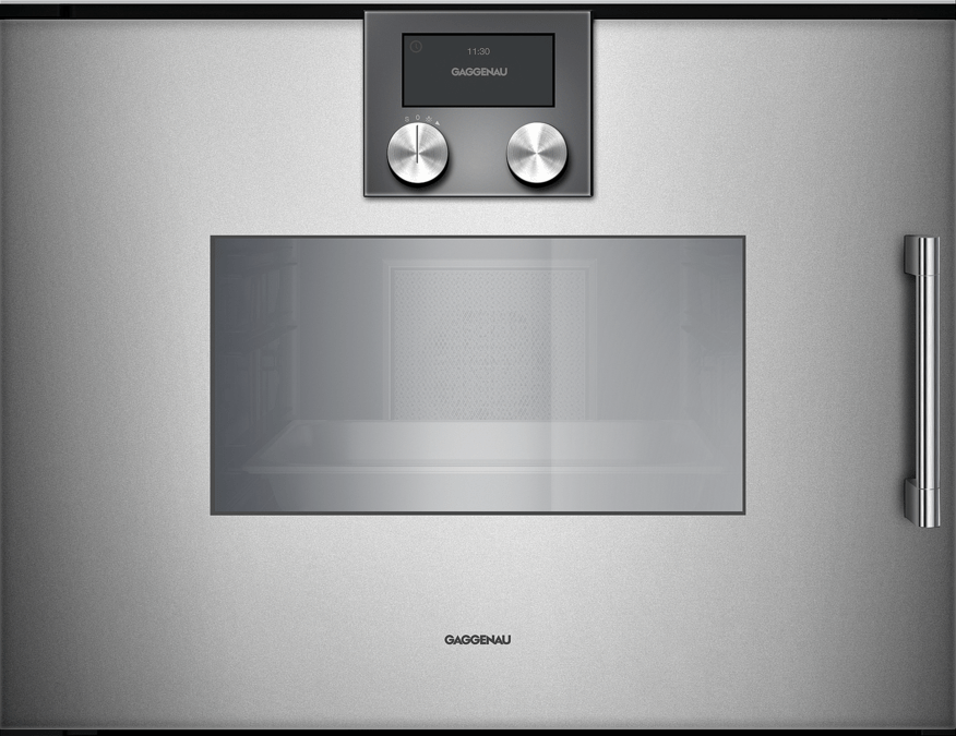 200 series Built-in compact oven with steam function 60 x 45 cm Door hinge: Left, Gaggenau Metallic BSP251110 BSP251110-1