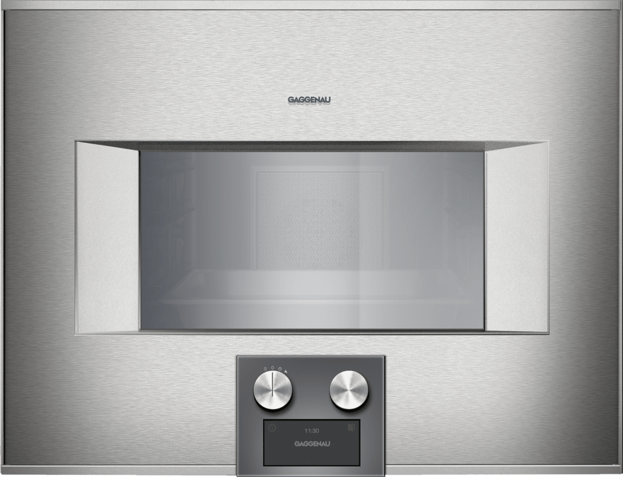 400 series Built-in compact oven with steam function 60 x 45 cm Door hinge: Left, Stainless steel behind glass BS455110 BS455110-1