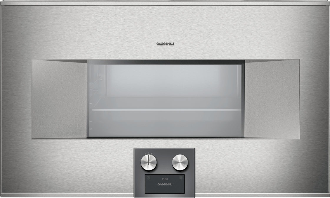 400 series Built-in compact oven with steam function 76 x 45 cm Door hinge: Right, Stainless steel behind glass BS484111 BS484111-1