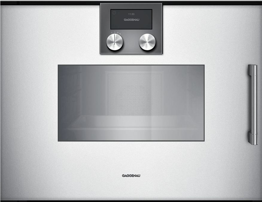 200 Series Built-in compact oven with steam function 60 x 45 cm Door hinge: Left, Gaggenau Silver BSP251130 BSP251130-2