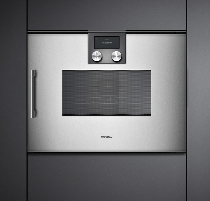 200 series built-in compact oven with microwave function 60 x 45 cm Door hinge: Right, Gaggenau Metallic BMP250110 BMP250110-3