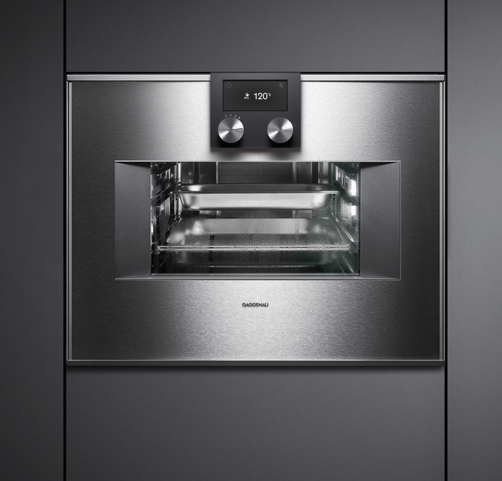 400 series Built-in compact oven with steam function 60 x 45 cm Door hinge: Right, Stainless steel behind glass BS450110 BS450110-2