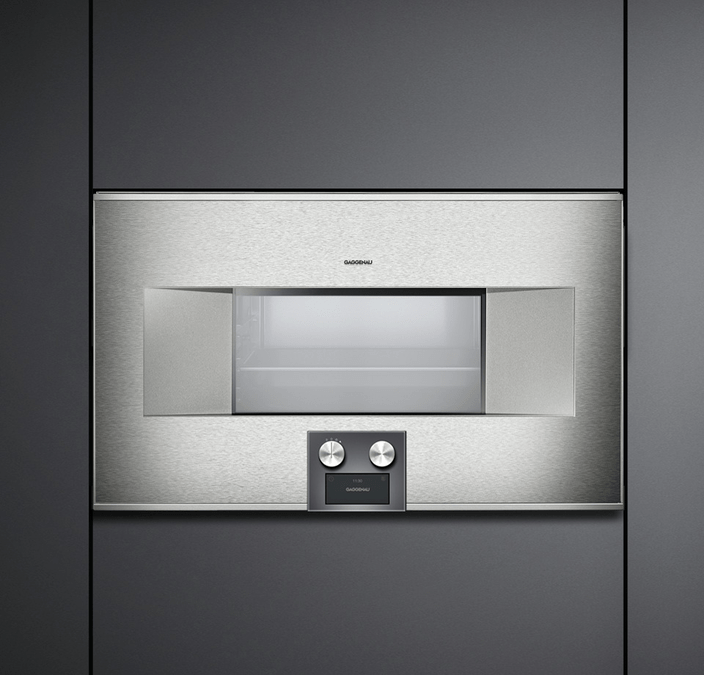 400 series Built-in compact oven with steam function 76 x 45 cm Door hinge: Right, Stainless steel behind glass BS484111 BS484111-2