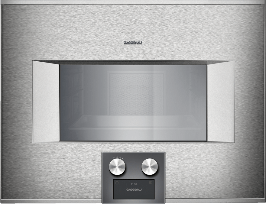 400 series Built-in compact oven with steam function 60 x 45 cm Door hinge: Left, Stainless steel behind glass BS455110 BS455110-2