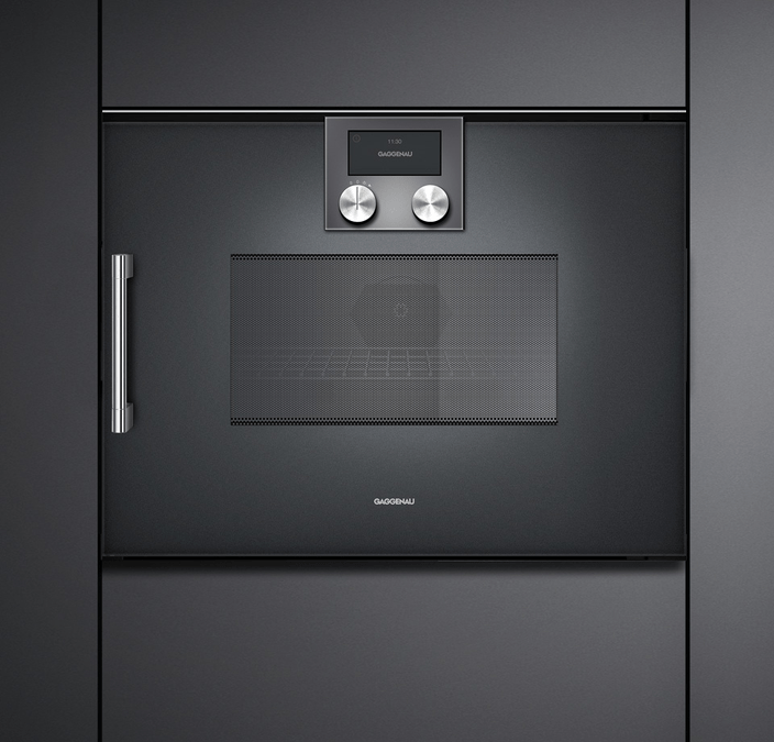 200 series built-in compact oven with microwave function 60 x 45 cm Door hinge: Right, Gaggenau Anthracite BMP250100 BMP250100-3