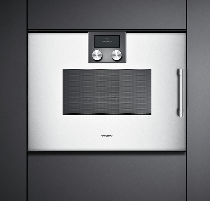 200 series built-in compact oven with microwave function 60 x 45 cm Door hinge: Left, Gaggenau Silver BMP251130 BMP251130-2