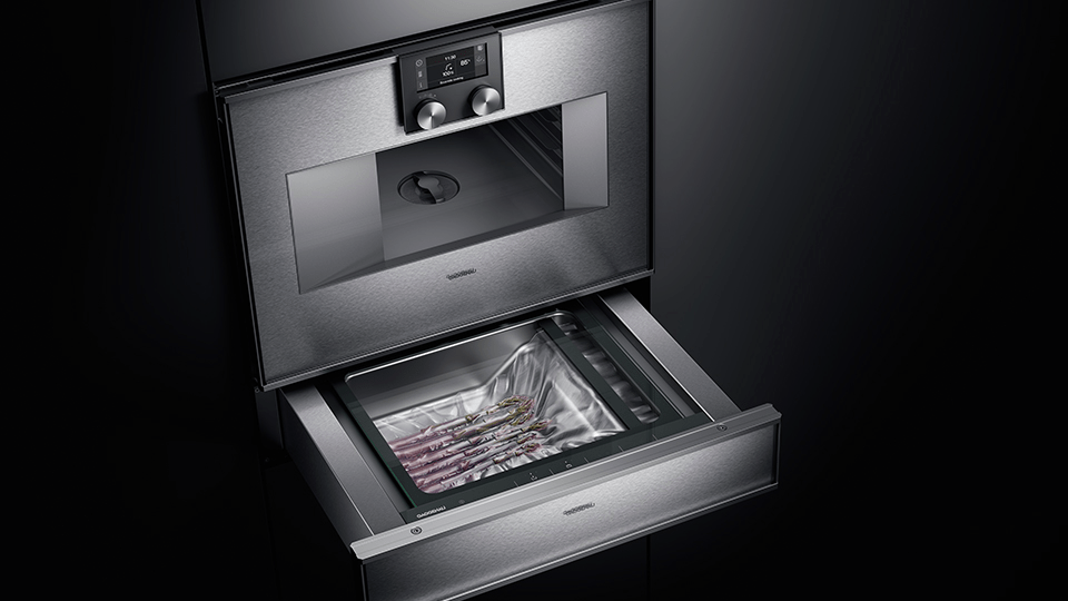 Serie 400 cassetto per sottovuoto 60 x 14 cm Porta in acciaio inox dietro vetro DV461110 DV461110-8