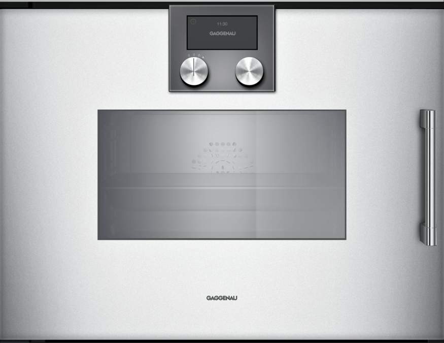 200 Series Built-in compact oven with steam function 60 x 45 cm Door hinge: Left, Gaggenau Silver BSP271131 BSP271131-1