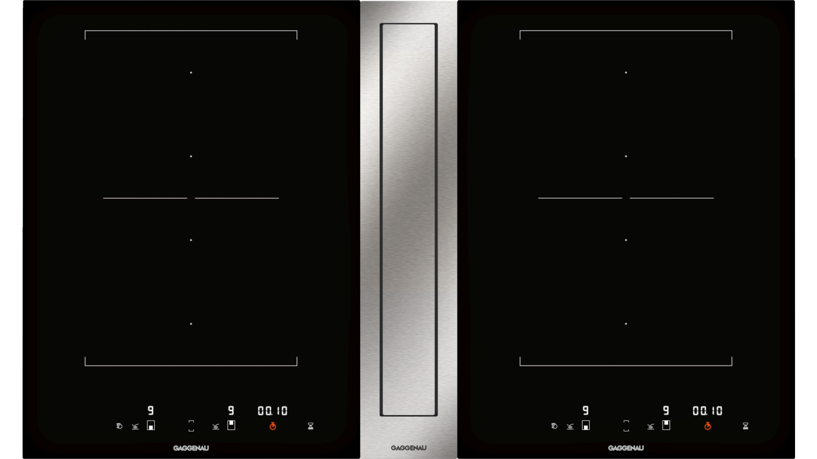 gaggenau cvl 420 flex induction cooktop with downdraft ventilation