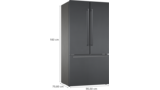 Serie 200 Kühl-Gefrier-Kombination, mehrtürig 183 x 90.5 cm Gebürsteter schwarzer Stahl mit Anti-Fingerprint RY295350 RY295350-8
