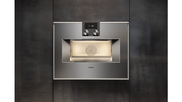 400 series Built-in compact oven with steam function 60 x 45 cm Door hinge: Right, Stainless steel behind glass BS450111 BS450111-10