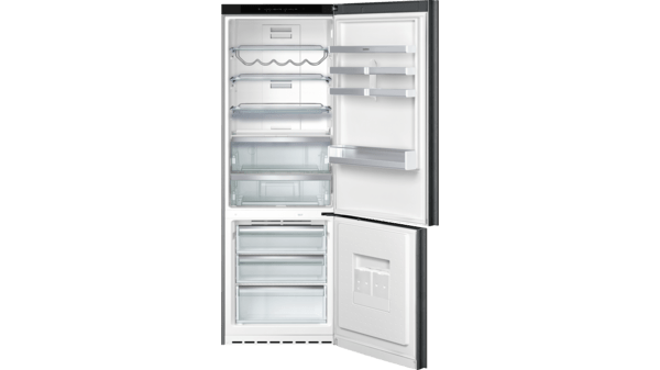 200 series Free-standing fridge-freezer with freezer at bottom, glass door 200 x 70 cm Stainless steel RB292311 RB292311-2
