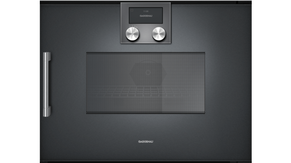 200 series built-in compact oven with microwave function 60 x 45 cm Door hinge: Right, Gaggenau Anthracite BMP250100 BMP250100-1