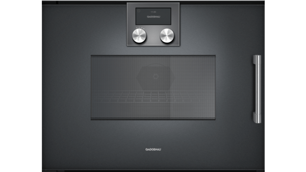 200 series built-in compact oven with microwave function 60 x 45 cm Door hinge: Left, Gaggenau Anthracite BMP251100 BMP251100-1