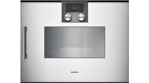 200 Series Built-in compact oven with steam function 60 x 45 cm Door hinge: Right, Gaggenau Silver BSP250130 BSP250130-2