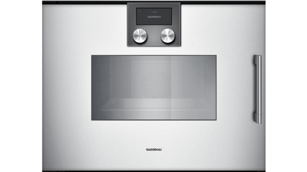 200 Series Built-in compact oven with steam function 60 x 45 cm Door hinge: Left, Gaggenau Silver BSP251130 BSP251130-2