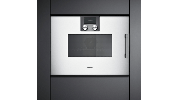 200 Series Built-in compact oven with microwave function 60 x 45 cm Door hinge: Left, Gaggenau Silver BMP251130 BMP251130-2