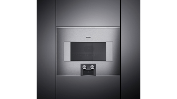 400 series Built-in compact oven with microwave function 60 x 45 cm Door hinge: Right, Stainless steel behind glass BM454110 BM454110-3