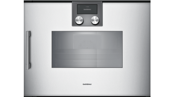 200 Series Built-in compact oven with steam function 60 x 45 cm Door hinge: Right, Gaggenau Silver BSP250131 BSP250131-1