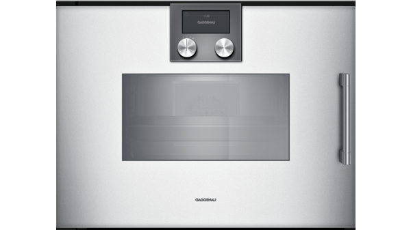 200 Series Built-in compact oven with steam function 60 x 45 cm Door hinge: Left, Gaggenau Silver BSP251131 BSP251131-1