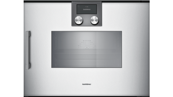 200 Series Built-in compact oven with steam function 60 x 45 cm Door hinge: Right, Gaggenau Silver BSP270131 BSP270131-1