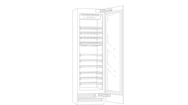 Vario wine climate cabinet 400 series fully integrated, with glass door Niche width 61 cm, Niche height 213.4 cm RW464261 RW464261-4